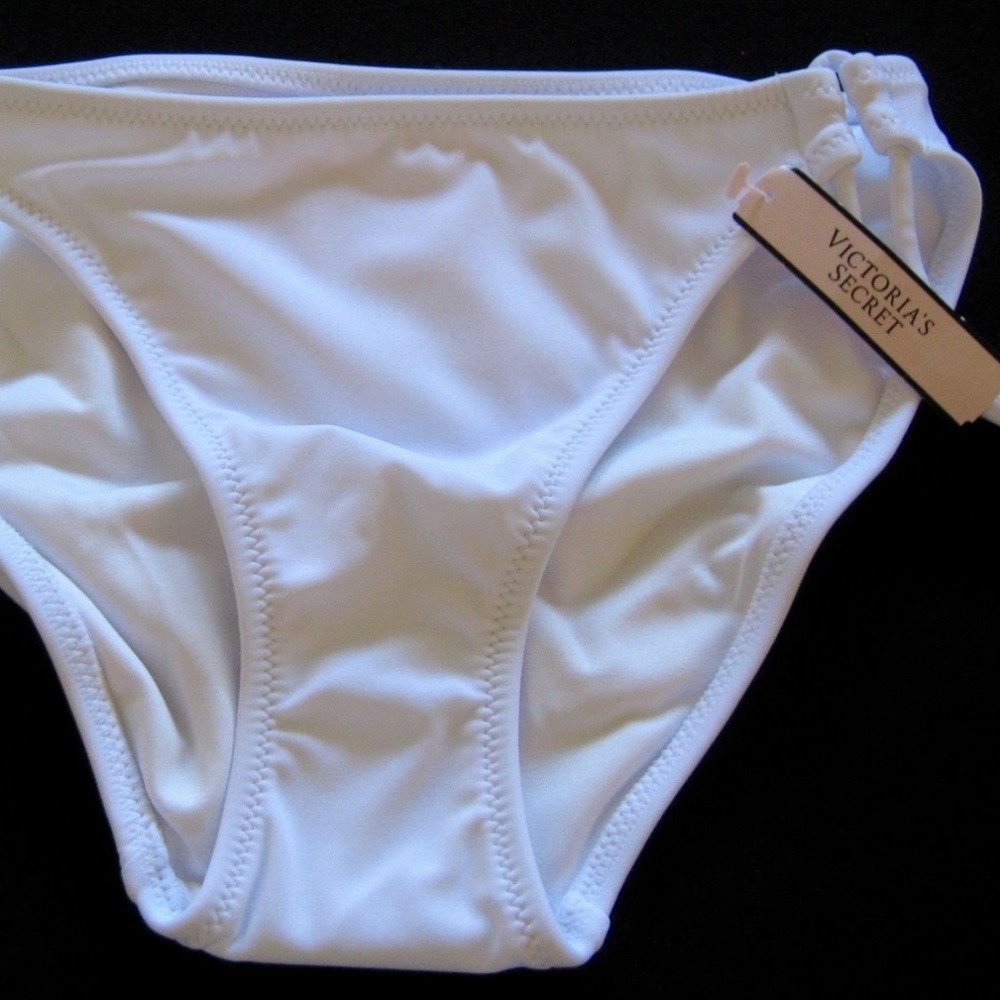 VS Bow Bikini Bottom Swim Side Tie White NWT